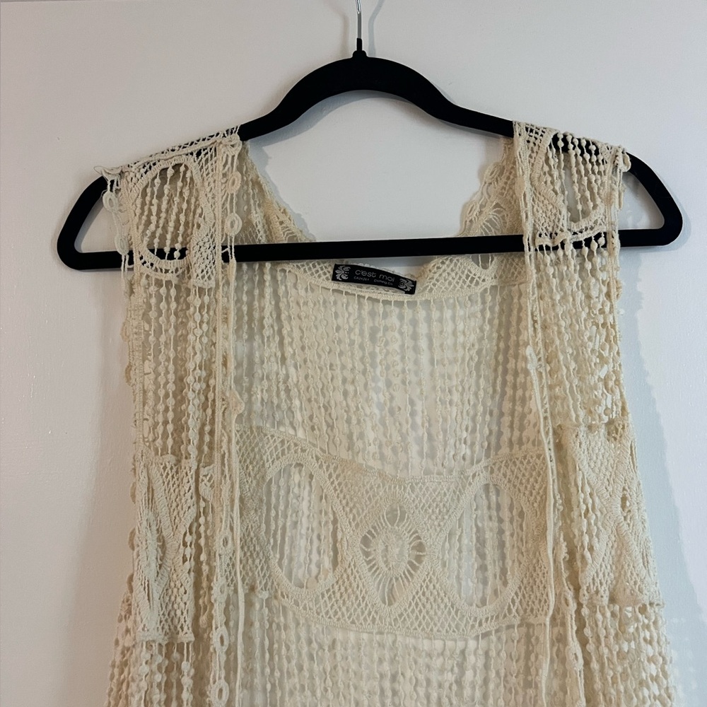 Boho Fringe Festival Long Sleeveless Layer